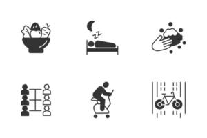 Symbole für die Selbstpflege festgelegt. Self-Care-Pack-Symbolvektorelemente für Infografik-Web vektor