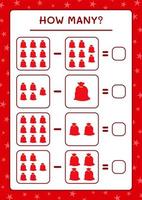 hur många jultomten röd väska, spel för barn. vektor illustration, utskrivbart kalkylblad