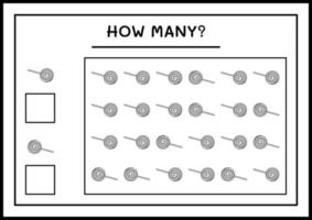 wie viele weihnachtslutscher, spiel für kinder. Vektorillustration, druckbares Arbeitsblatt vektor
