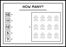 hur många pepparkakor, spel för barn. vektor illustration, utskrivbart kalkylblad