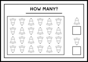 wie viele weihnachtsglocke, spiel für kinder. Vektorillustration, druckbares Arbeitsblatt vektor