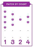 Übereinstimmung durch Zählung des Chemiekolbens, Spiel für Kinder. Vektorillustration, druckbares Arbeitsblatt vektor