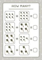 hur många yxa, spel för barn. vektor illustration, utskrivbart kalkylblad