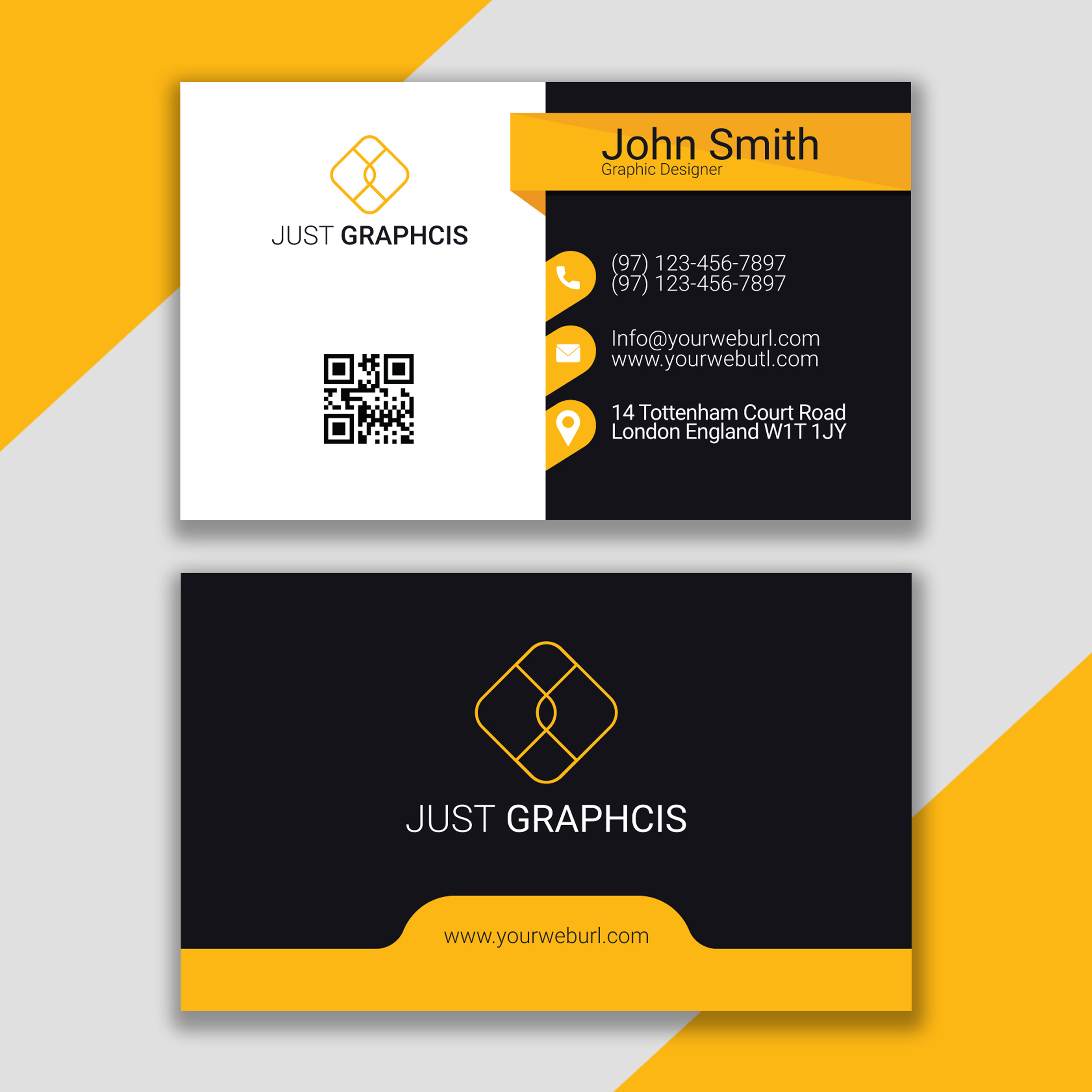 Gelbe Visitenkarte Des Unternehmens Download Kostenlos Vector Clipart Graphics Vektorgrafiken Und Design Vorlagen