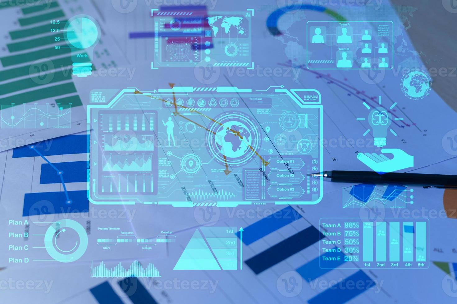 arrière-plan de documents avec des données d'analyse se trouvant sur la table photo