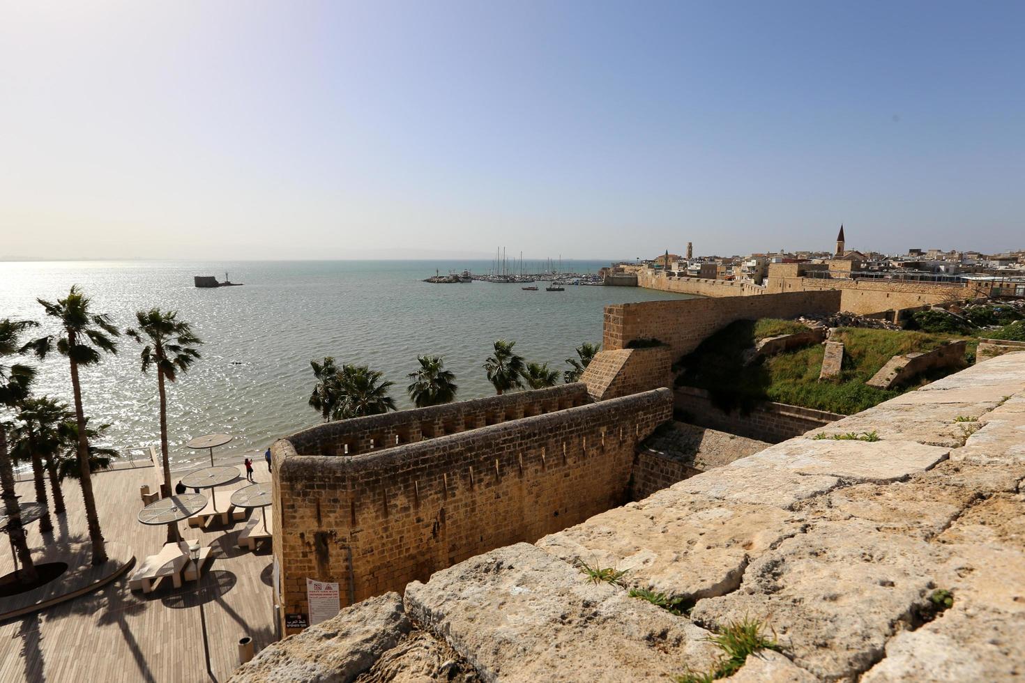 acre israël le 21 janvier 2019. la ville d'akko sur la côte méditerranéenne dans le nord d'israël. photo