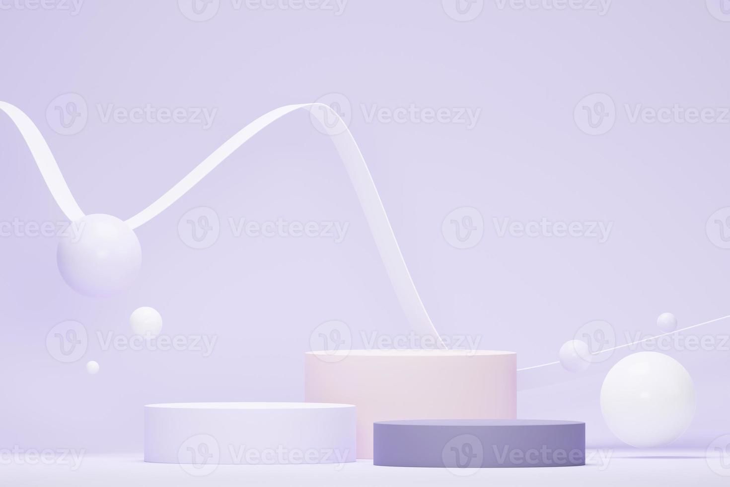 rendu 3d fond minimal vert pastel avec podium. plate-forme de scène violette pour la présentation et la publicité de produits cosmétiques. scène de studio avec socle de vitrine au design épuré. photo