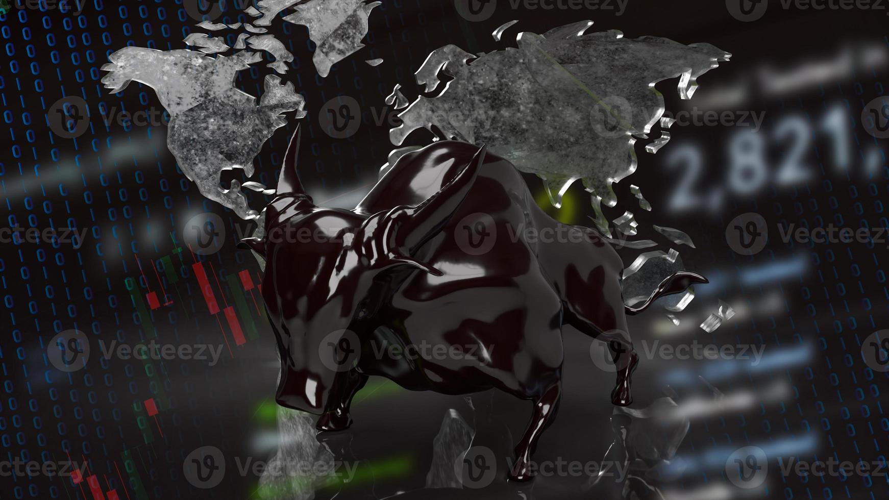 le taureau noir pour le rendu 3d du concept d'entreprise photo