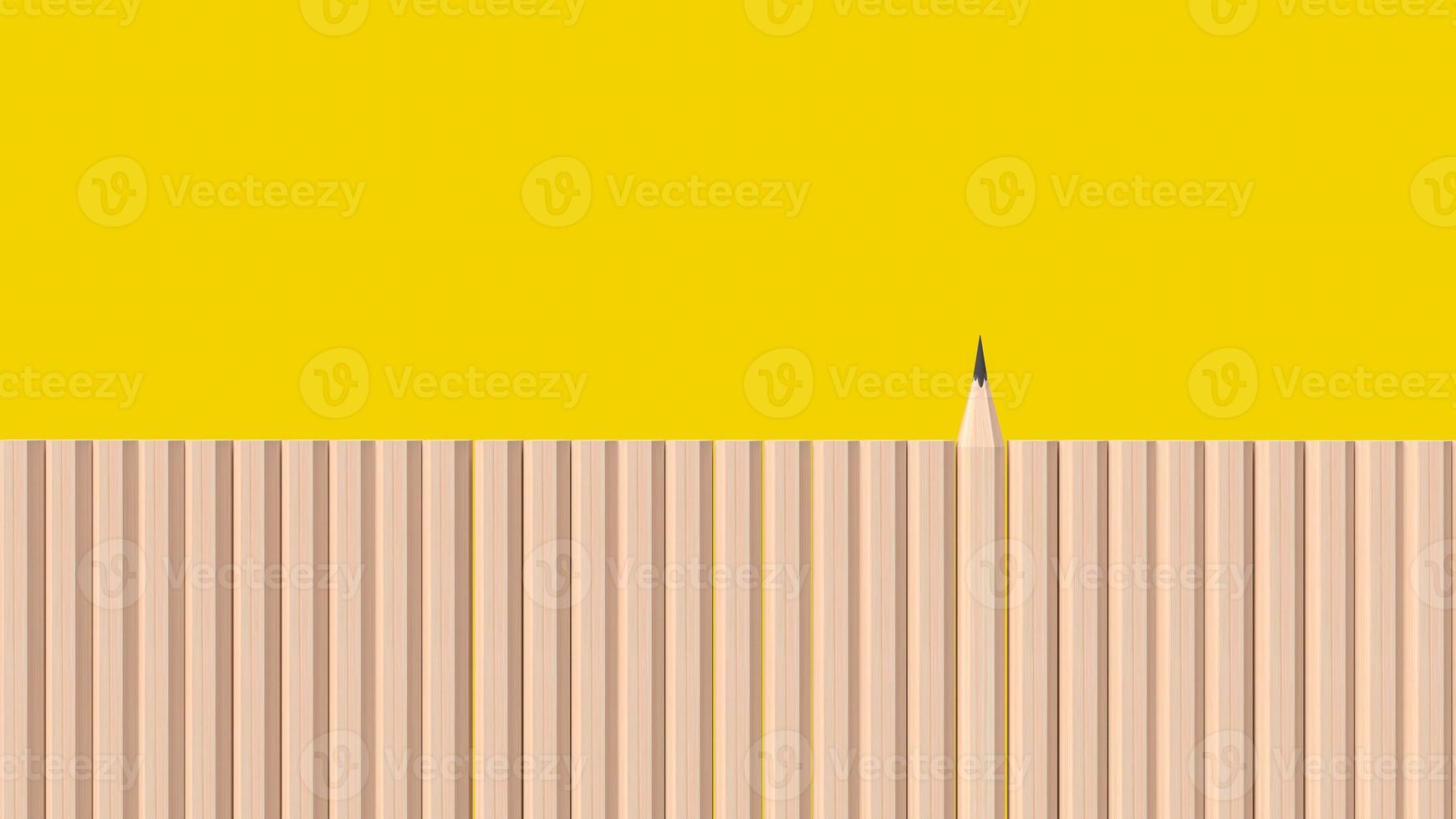 le bois de crayon sur fond jaune pour l'éducation ou le rendu 3d de contenu commercial photo