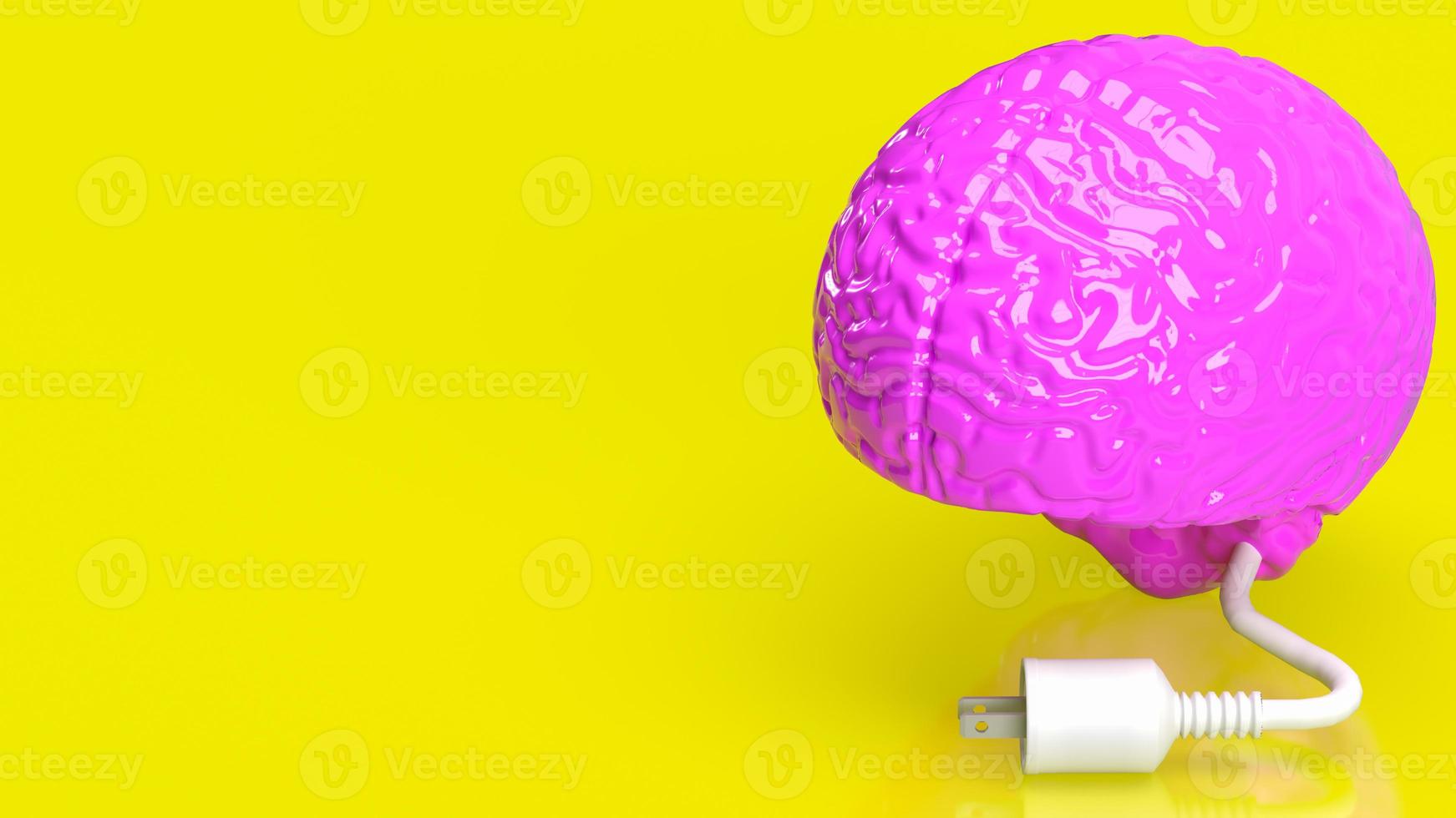 le cerveau rose et la prise électrique blanche pour le rendu 3d de concept créatif ou d'entreprise photo