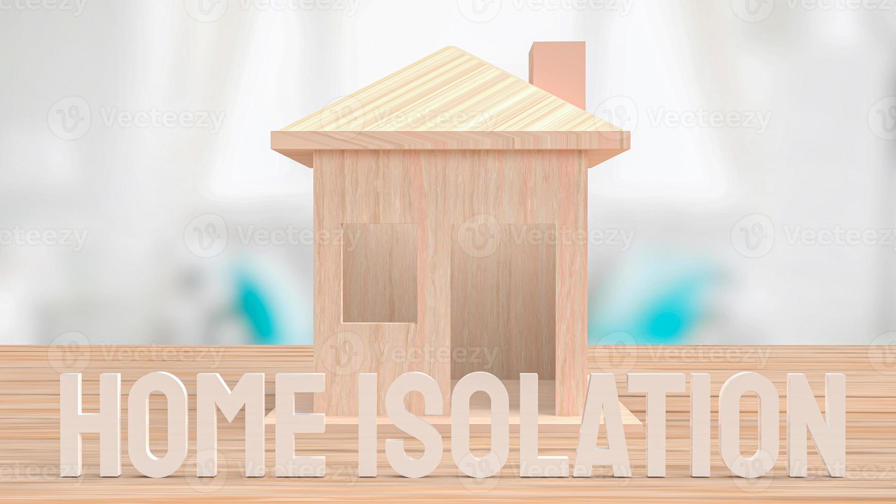 maison sur table en bois pour le rendu 3d du concept d'isolement à la maison photo