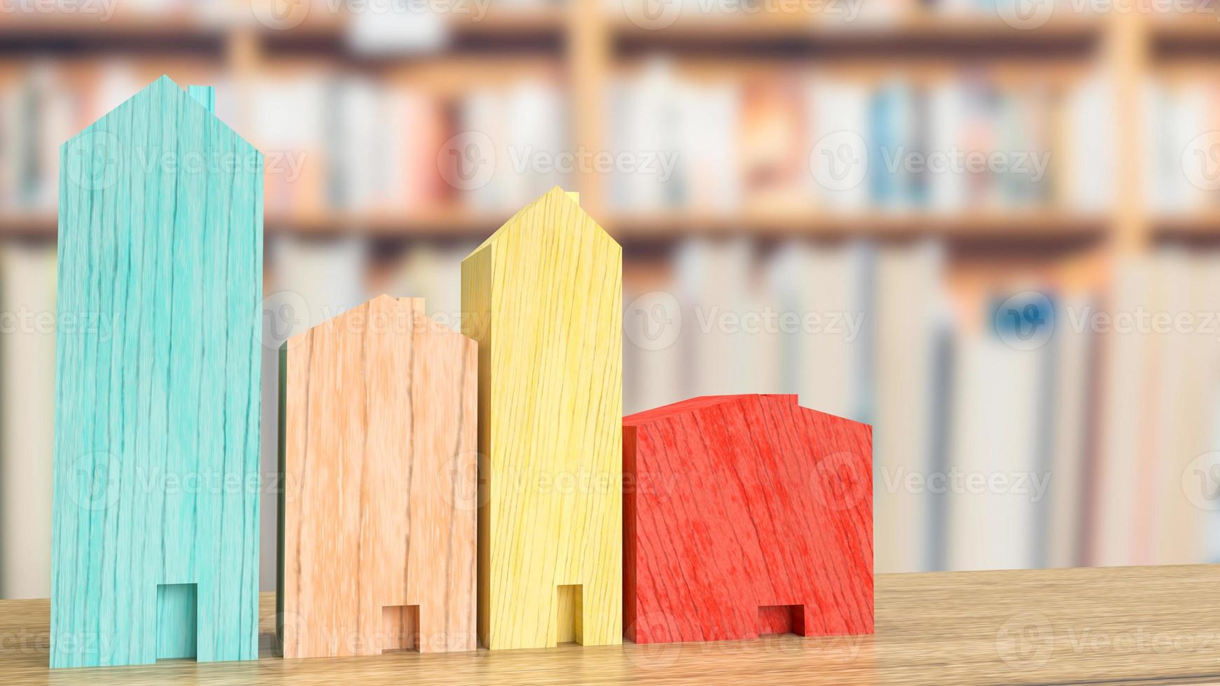 maison bois multi couleur pour la propriété ou le concept de construction rendu 3d photo