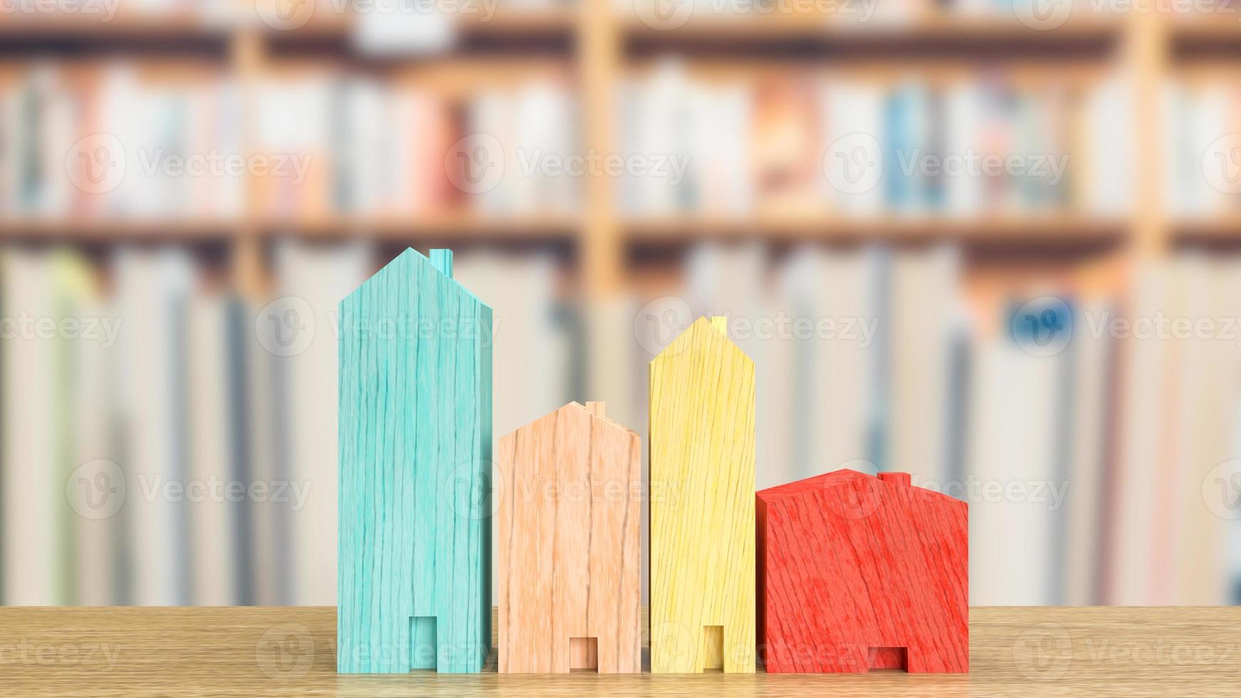 maison bois multi couleur pour la propriété ou le concept de construction rendu 3d photo