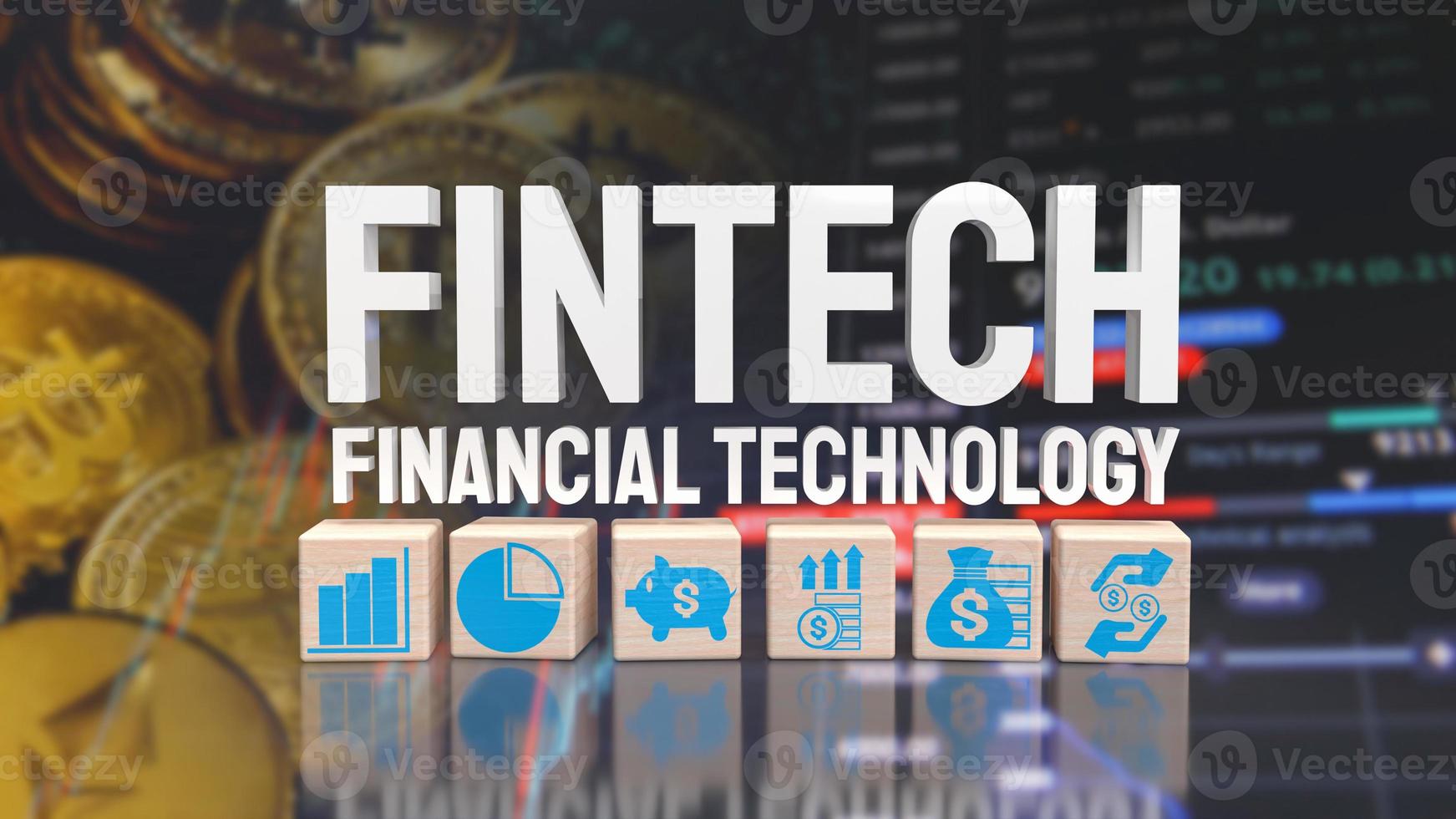 le mot fintech sur fond d'affaires pour le rendu 3d du concept technologique photo