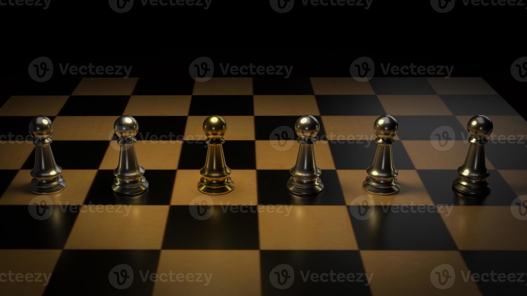 les échecs d'or et d'argent pour le rendu 3d du concept d'entreprise photo