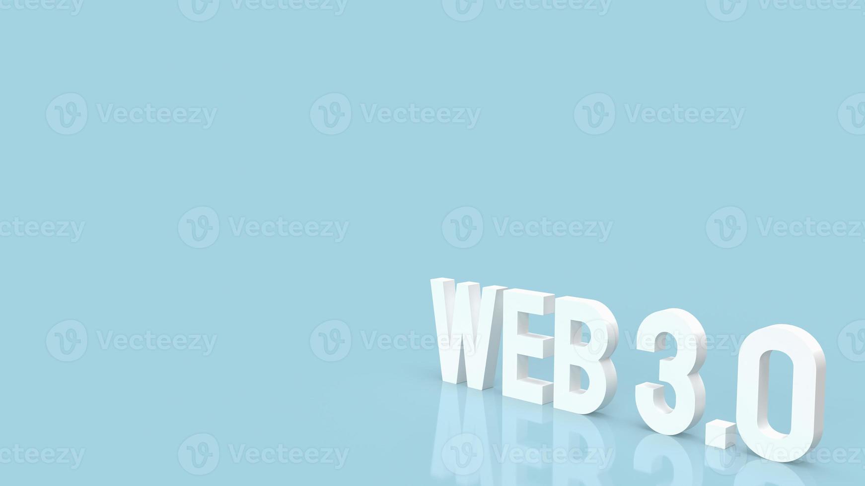 le texte blanc du web 3.0 sur fond bleu pour le rendu 3d du concept technologique photo