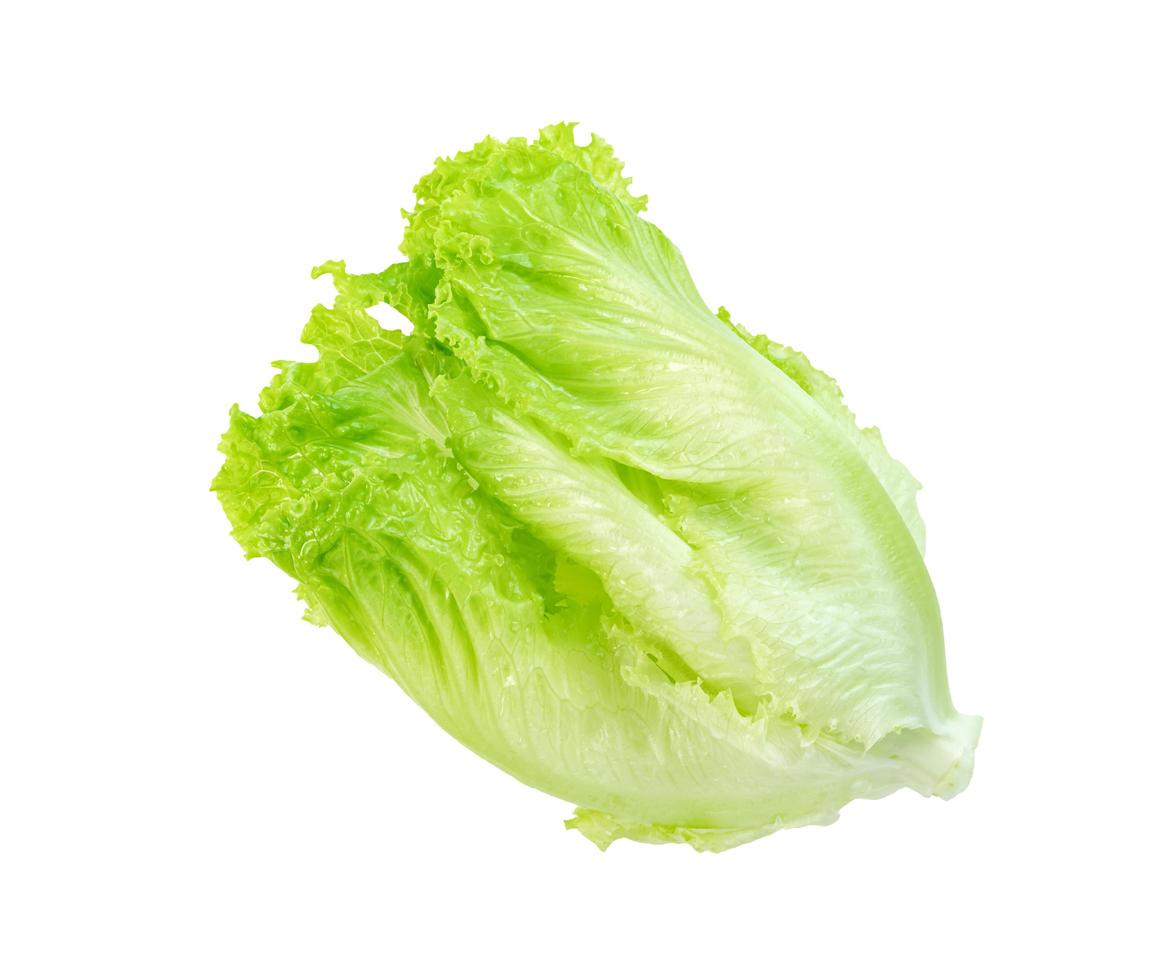 feuille de laitue isolée sur fond blanc, motif de feuilles vertes, ingrédient de salade photo