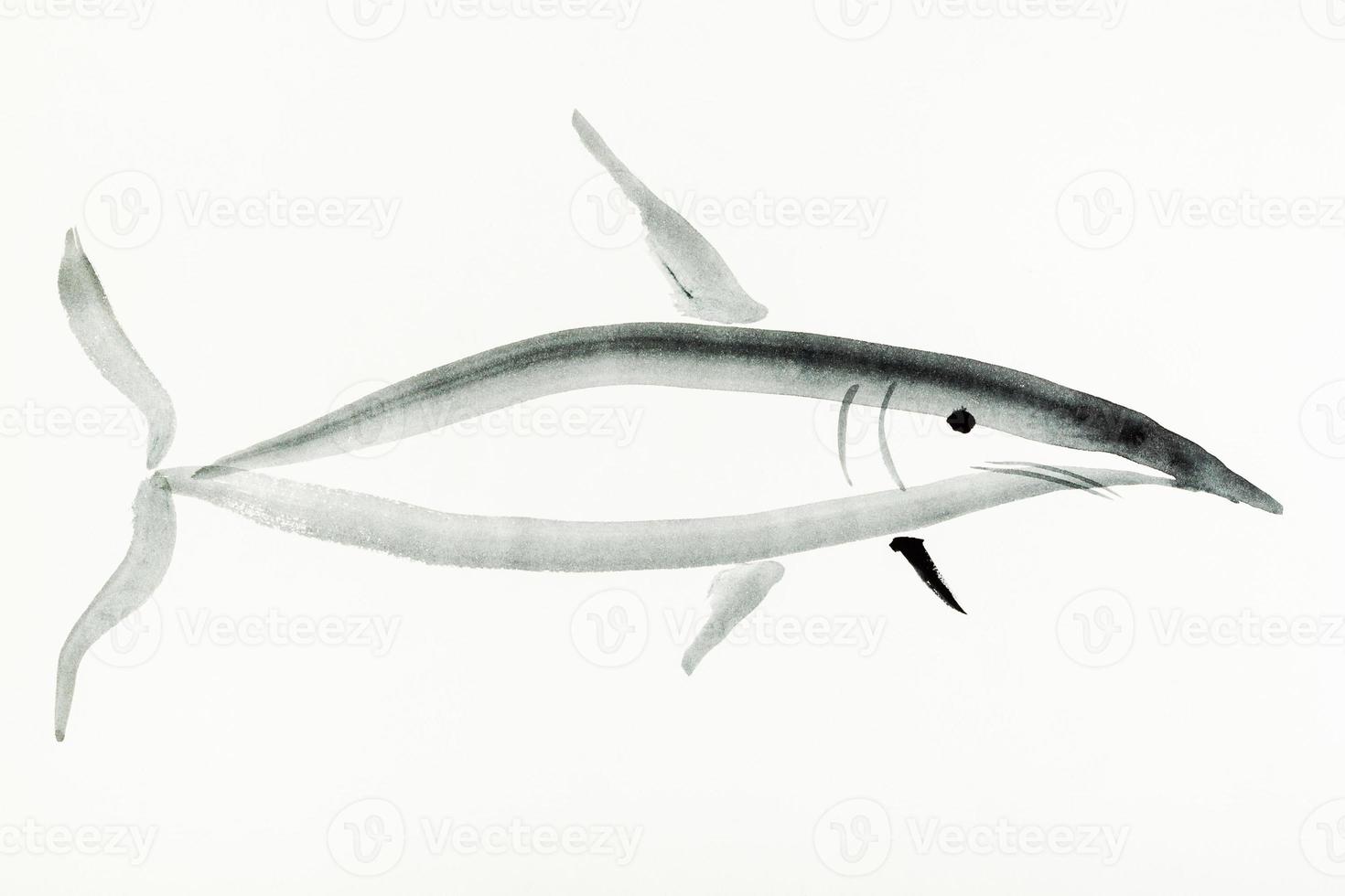 le requin est dessiné à la main sur du papier crémeux photo