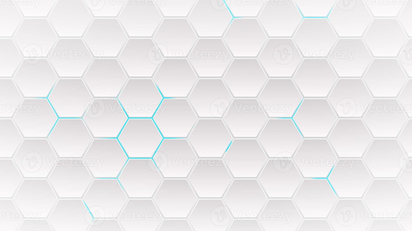 arrière-plan technologique abstrait hexagones blancs avec lueur bleue. boucle parfaite photo