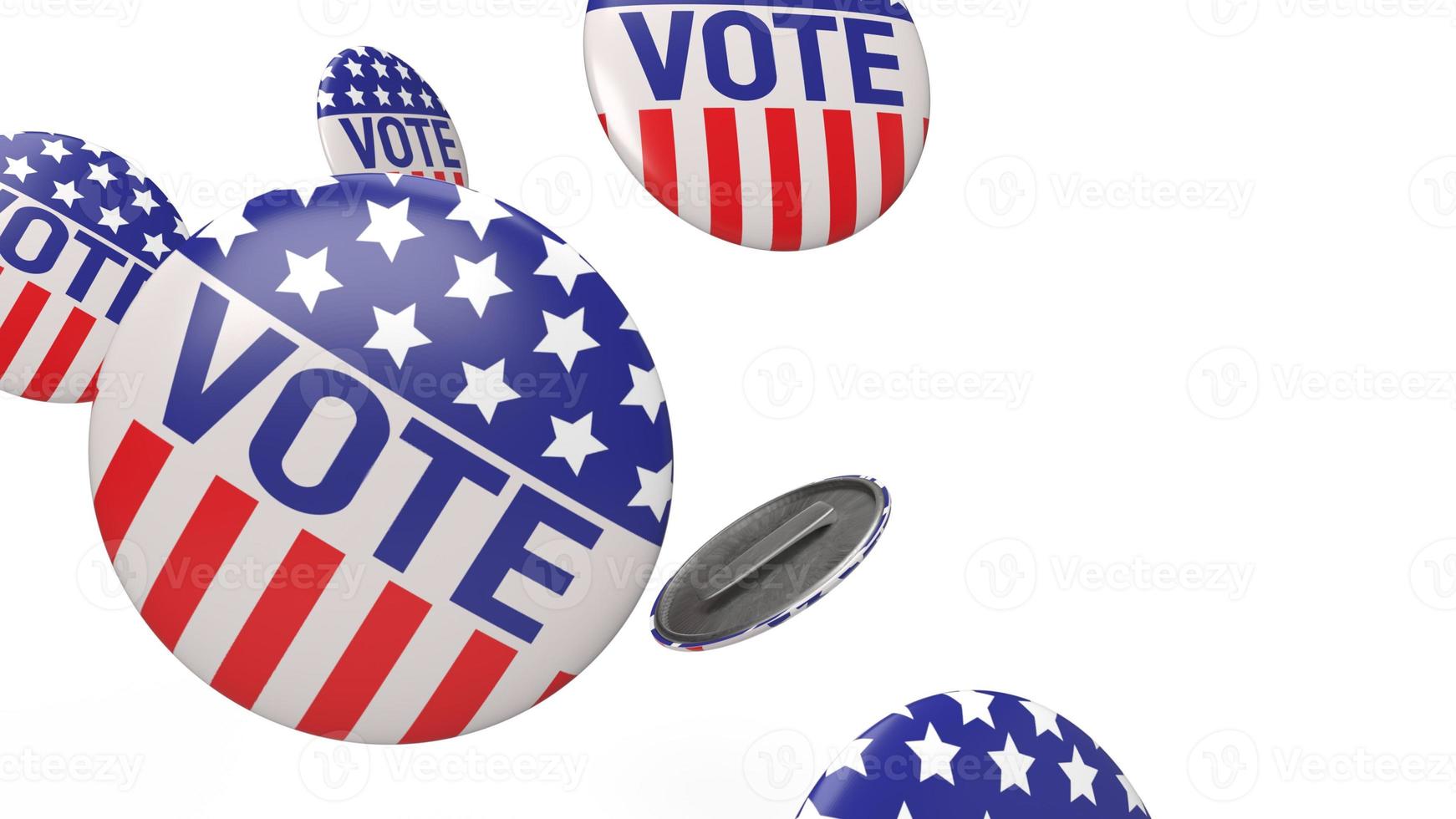 badges de vote américain sur fond blanc pour le rendu 3d du contenu social photo