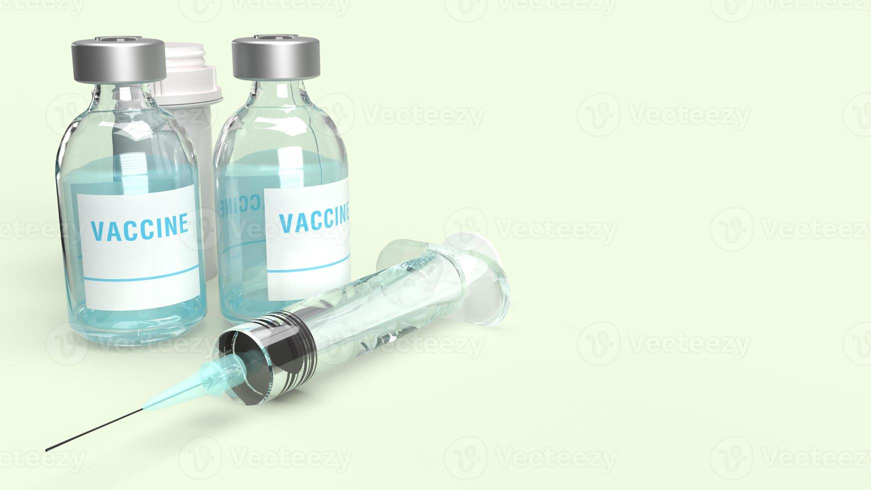 flacons de vaccin seringue rendu 3d sur fond blanc pour le contenu médical. photo
