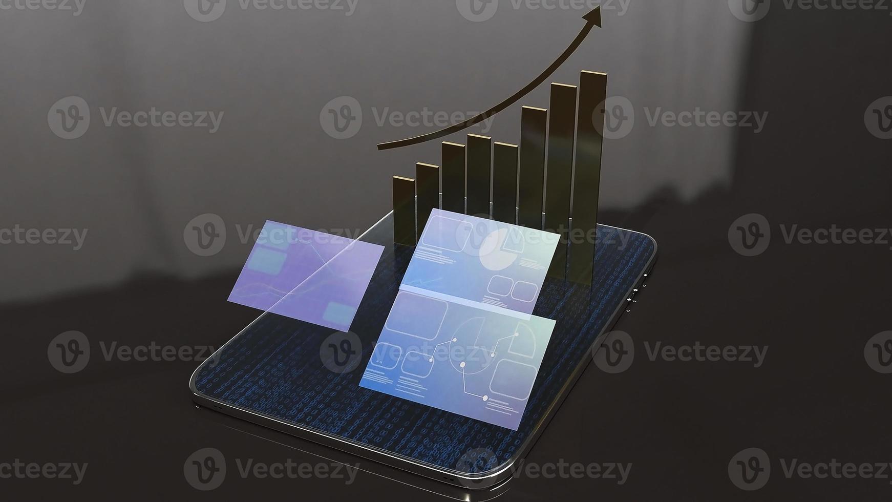 tableau de tablette et d'écran pour le rendu 3d du concept d'entreprise. photo