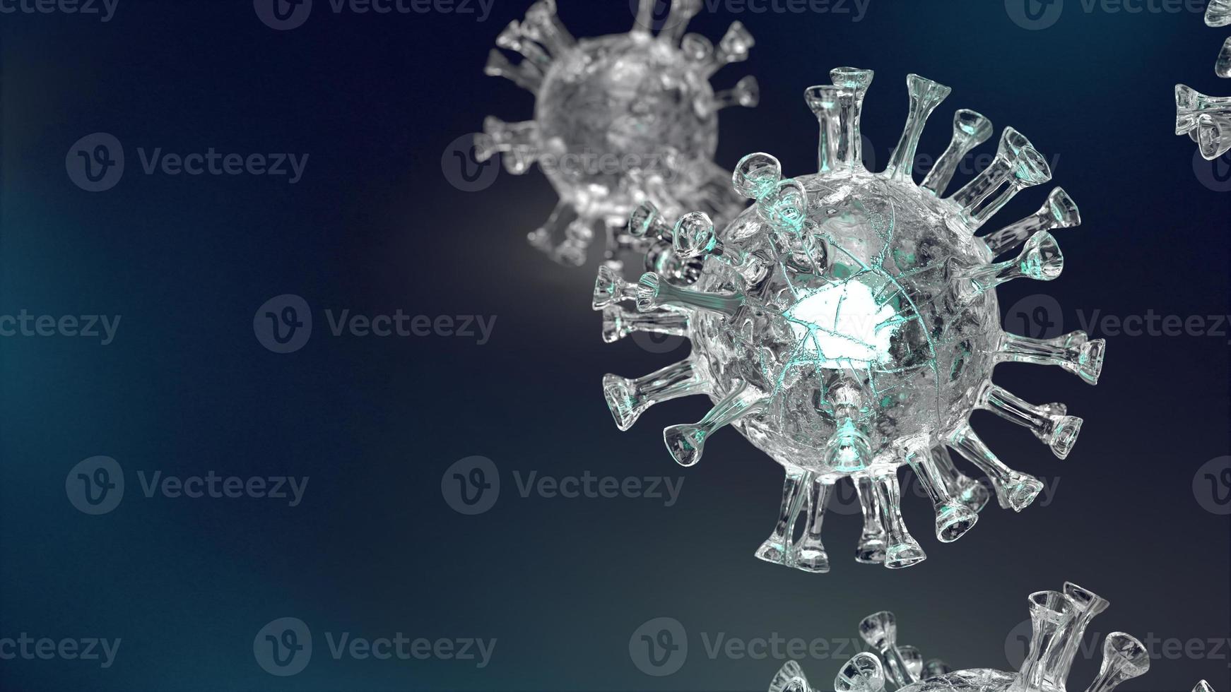 virus clair sur fond noir pour le rendu 3d du contenu du coronavirus photo