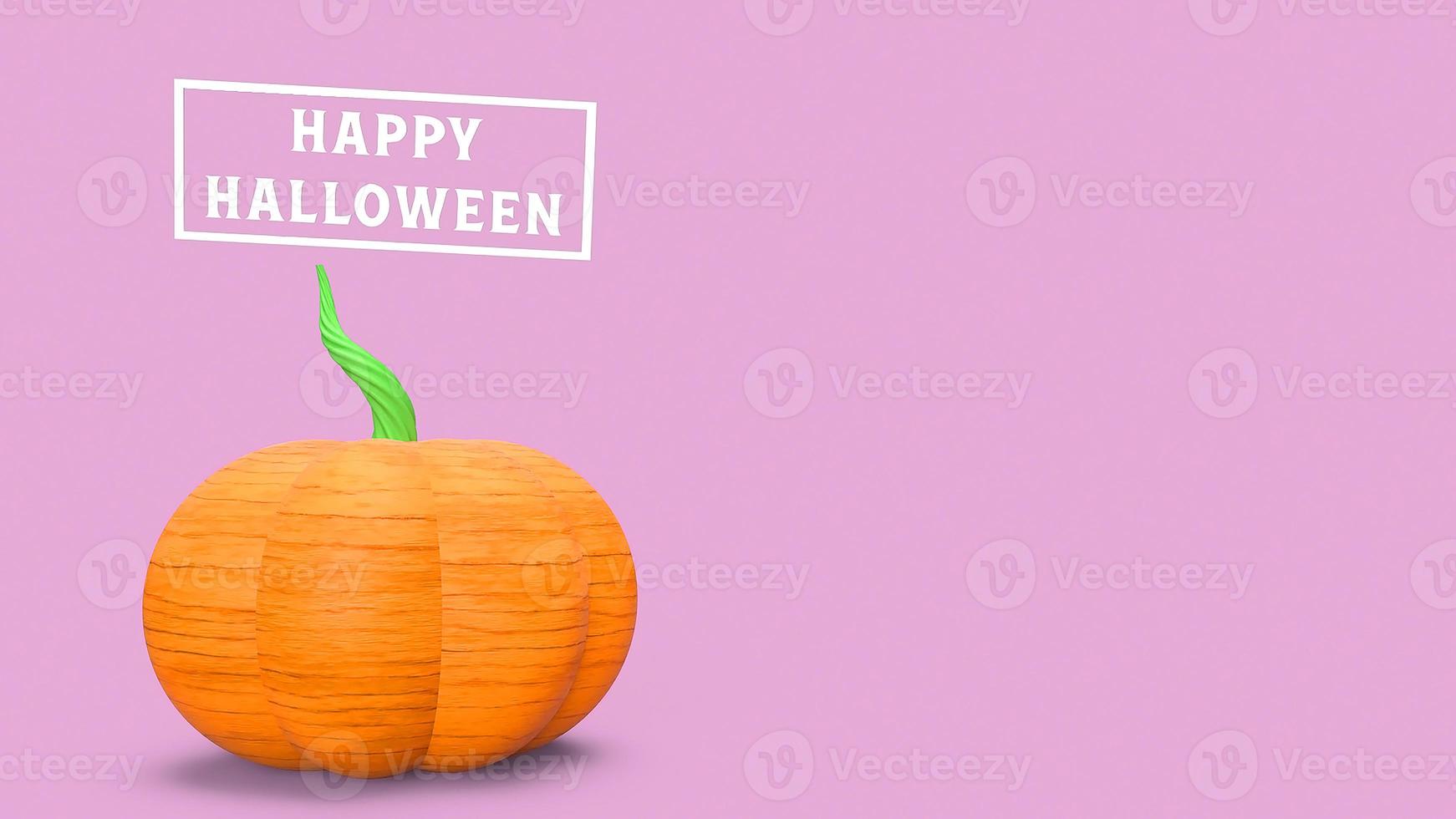rendu 3d dessin animé pop art citrouille sur fond rose pour le contenu d'halloween. photo