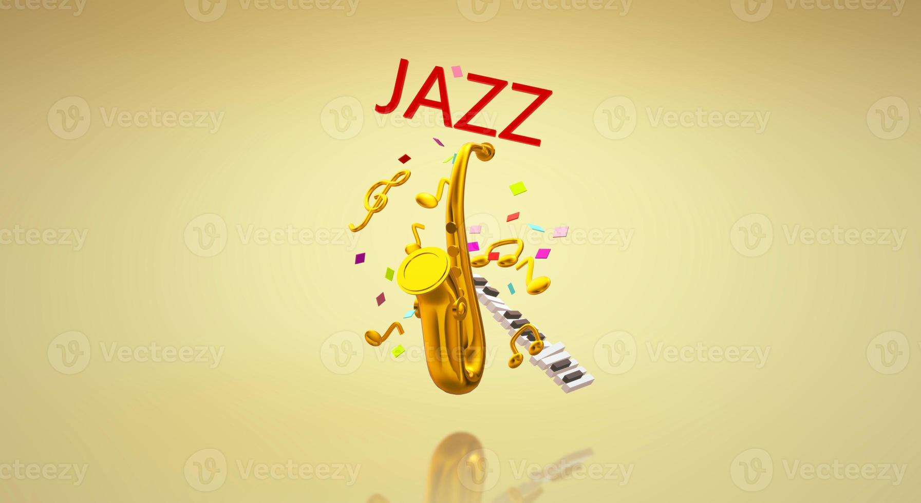 le contenu du festival de musique jazz saxophone rendu 3d. photo