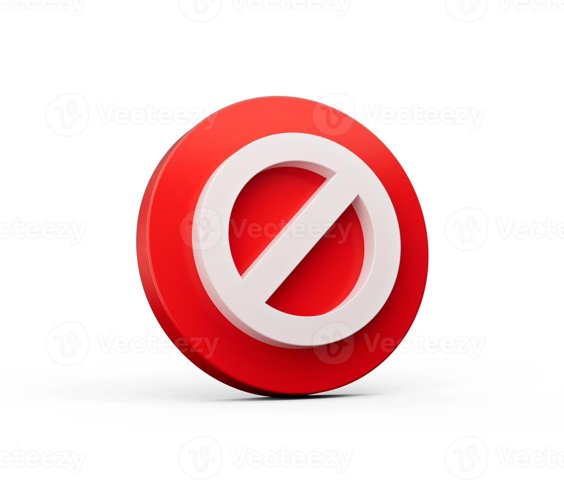 signe interdit de couleur rouge sur fond blanc aucun signe interdit illustration 3d isolée photo