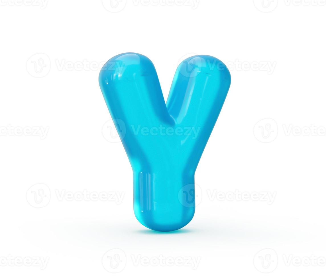 aqua blue jelly lettre y isolé sur fond blanc - illustration 3d photo