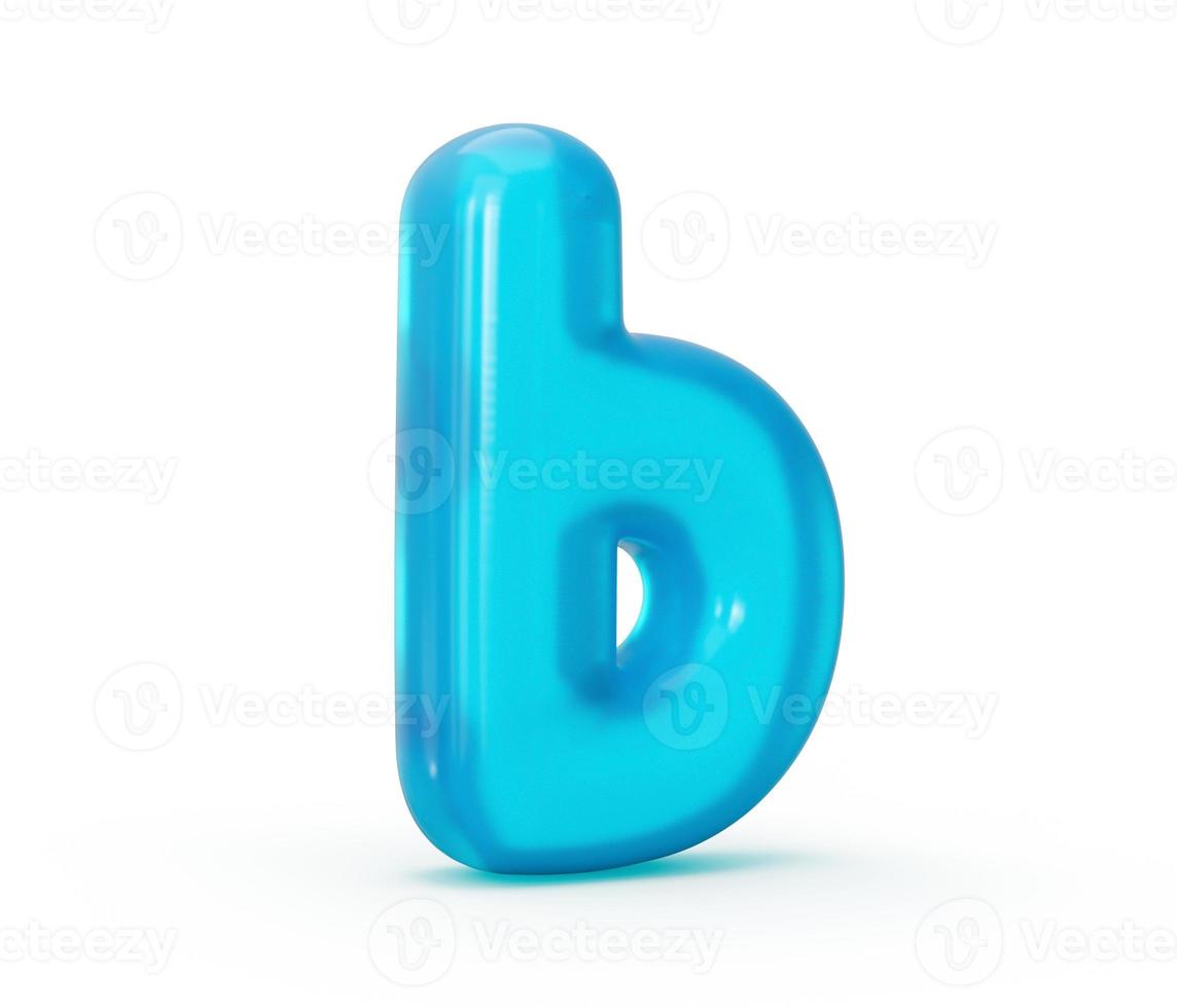 lettre b faite de liquide de gelée bleu aqua. alphabet 3d petites lettres illustration 3d photo