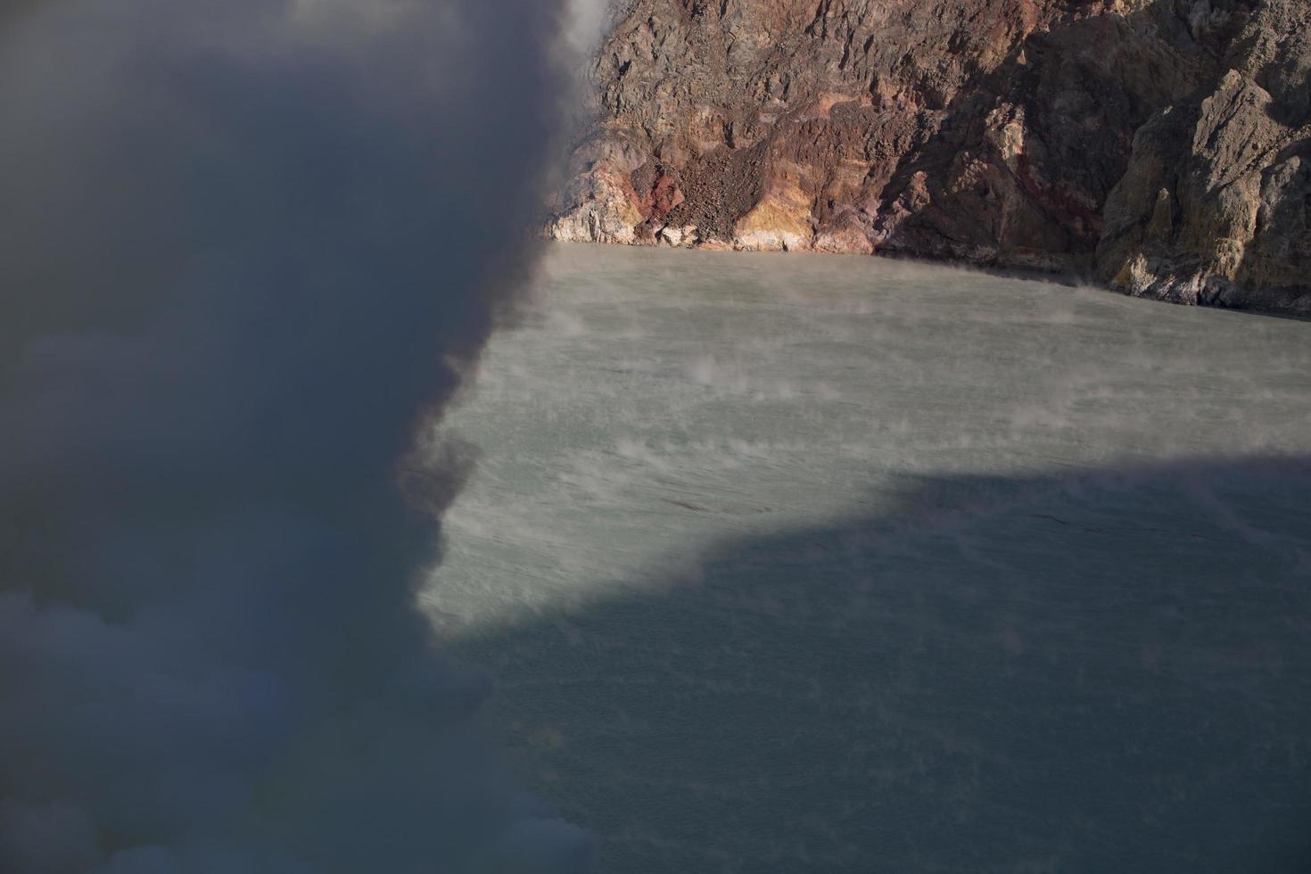 le lac de soufre acide au cratère de kawah ijen. Indonésie photo