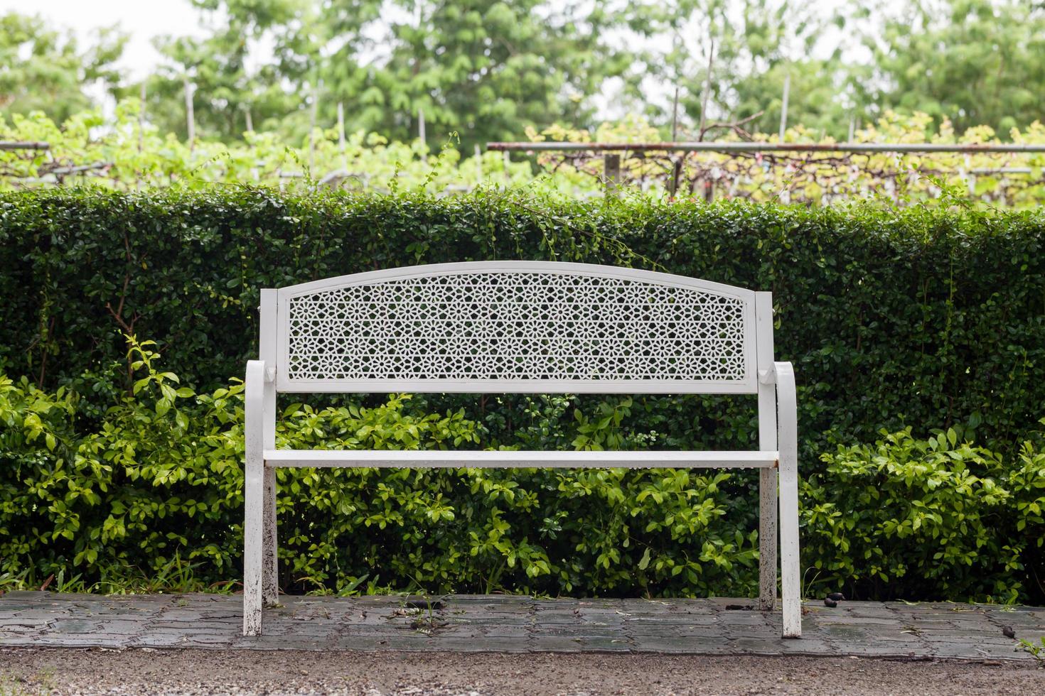 banc en acier blanc dans le parc photo