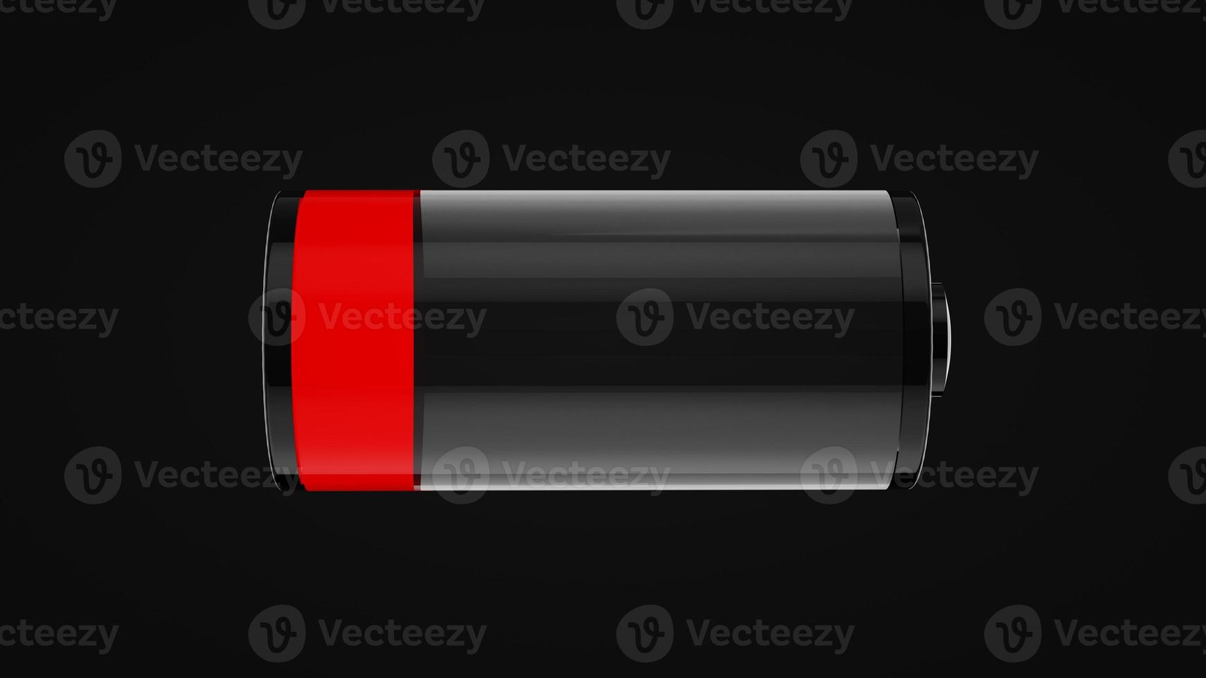 icône de charge sur fond noir, la batterie est faible. rendu 3D. photo