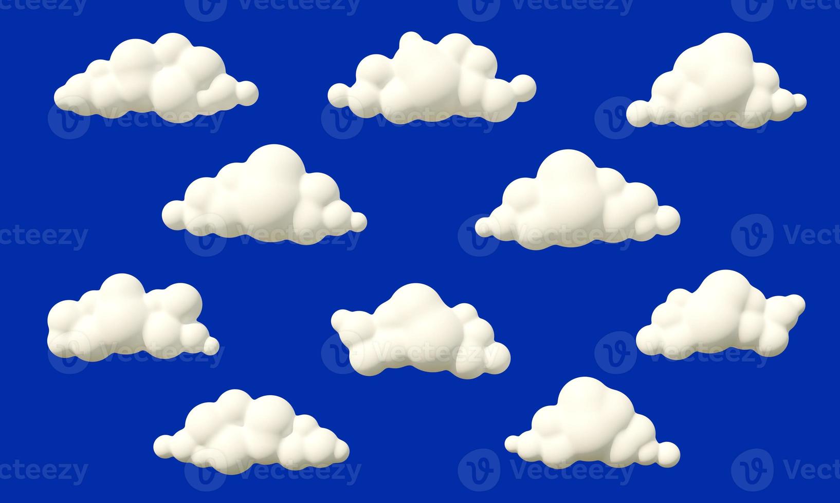 Nuages de dessin animé pelucheux 3d sur le ciel bleu photo