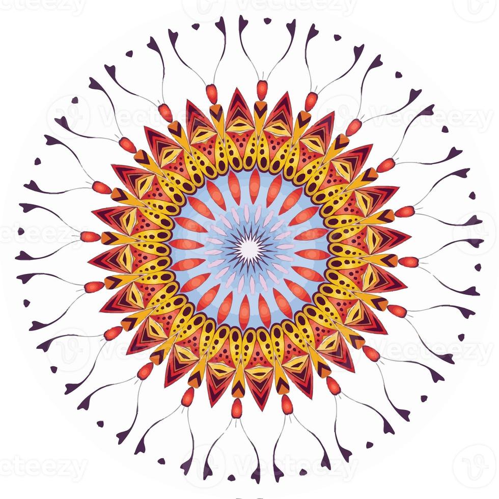 fond de mandala avec de superbes couleurs. forme de fleur inhabituelle. oriental., modèles de thérapie anti-stress. éléments de conception de tissage photo