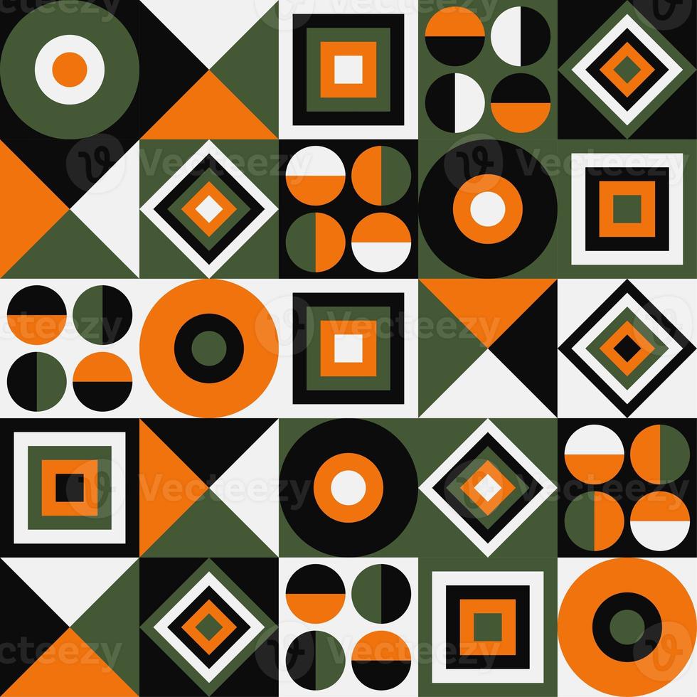 motif néo géométrique. style abstrait moderne. objets orange et verts photo