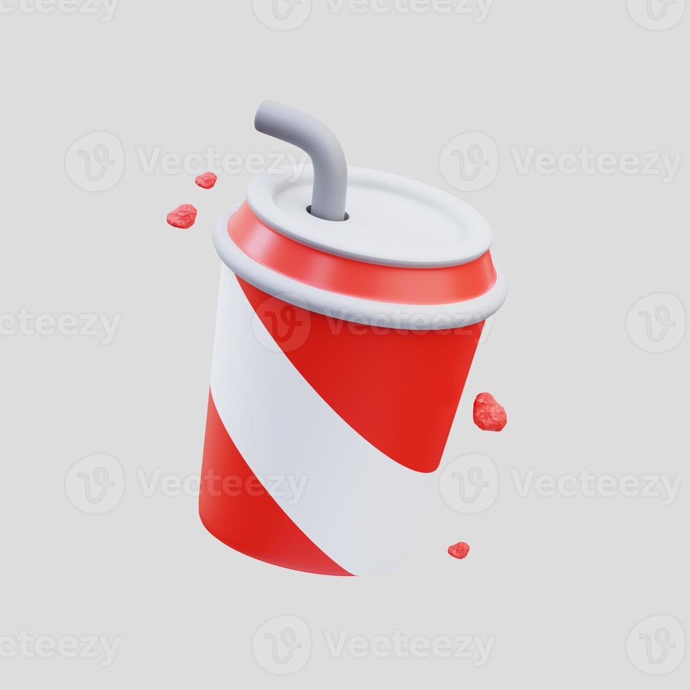 rendu 3d de l'illustration de l'icône mignonne de la tasse de soda rouge photo