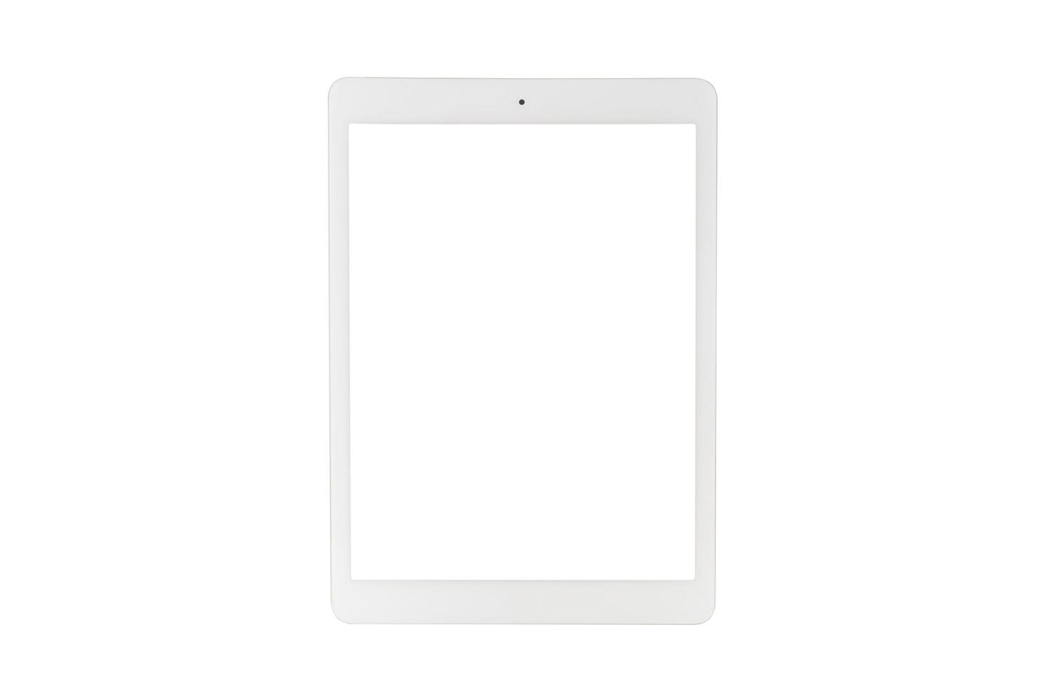 ordinateur tablette blanc avec écran blanc vierge sur fond blanc photo