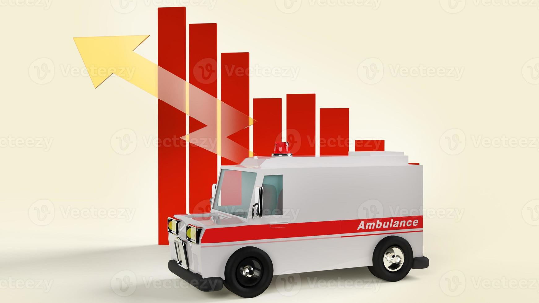 voiture d'ambulance et graphique rendu 3d pour le contenu des soins de santé. photo