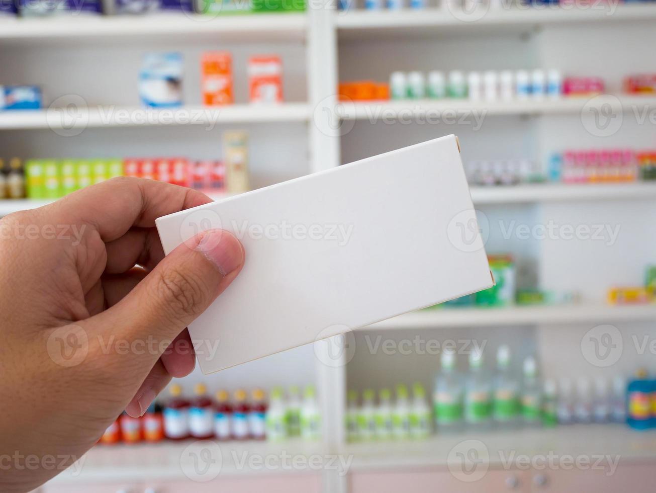 gros plan, pharmacien, main, prise, médecine, boîte, paquet photo