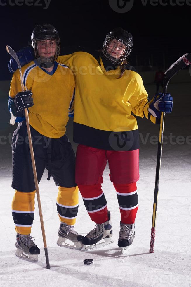 adolescente, joueur hockey glace, portrait photo