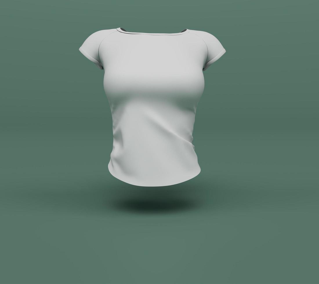 Maquette de vue de face de t-shirt blanc femme de rendu 3d sur fond de couleur pastel photo