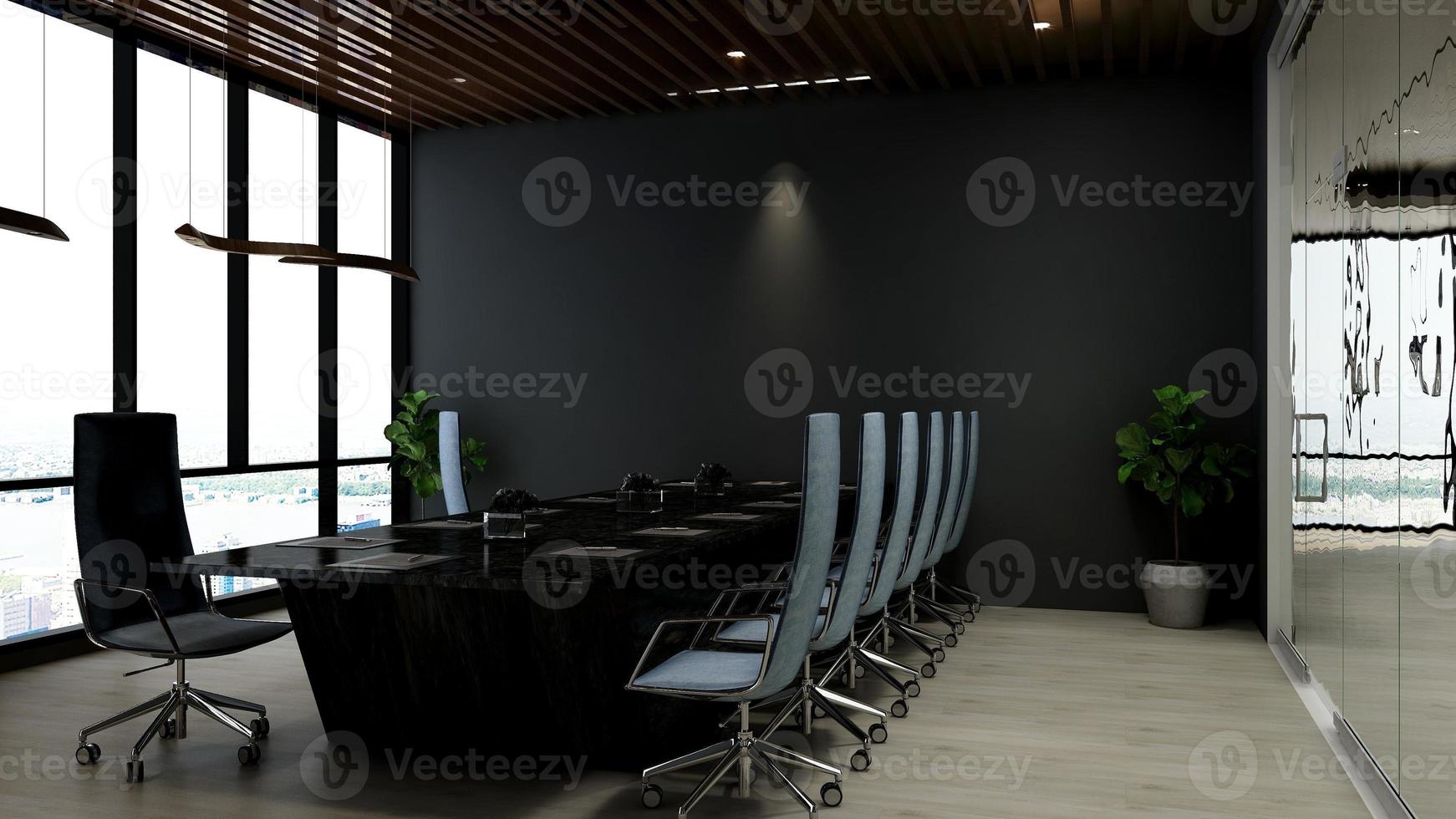 Maquette de salle de réunion moderne de rendu 3d - design d'intérieur de bureau photo