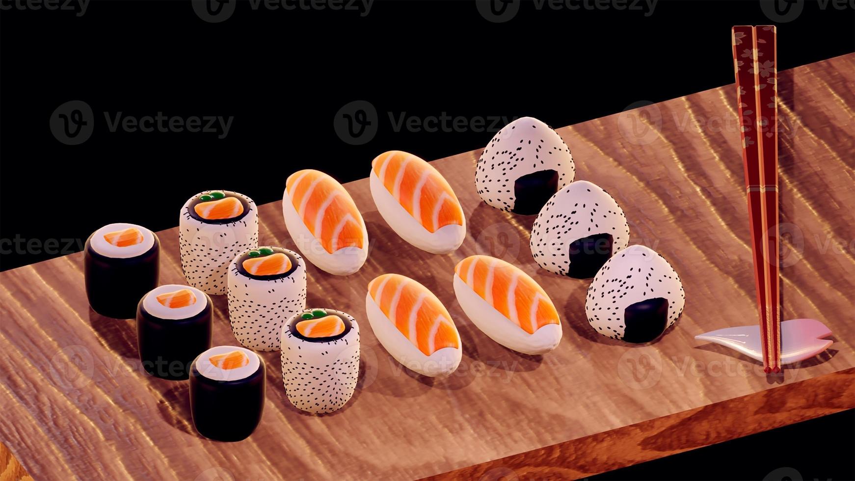 assiette de sushis japonais photo