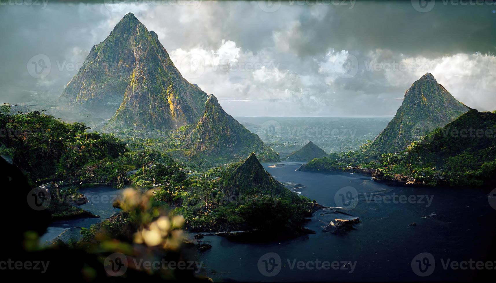 pitons de sainte lucie au coucher du soleil photo