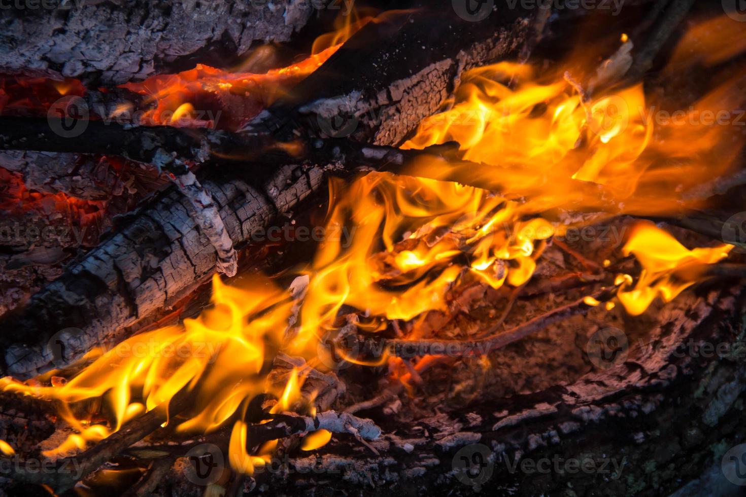 partie de feu de camp de nuit avec espace disponible photo