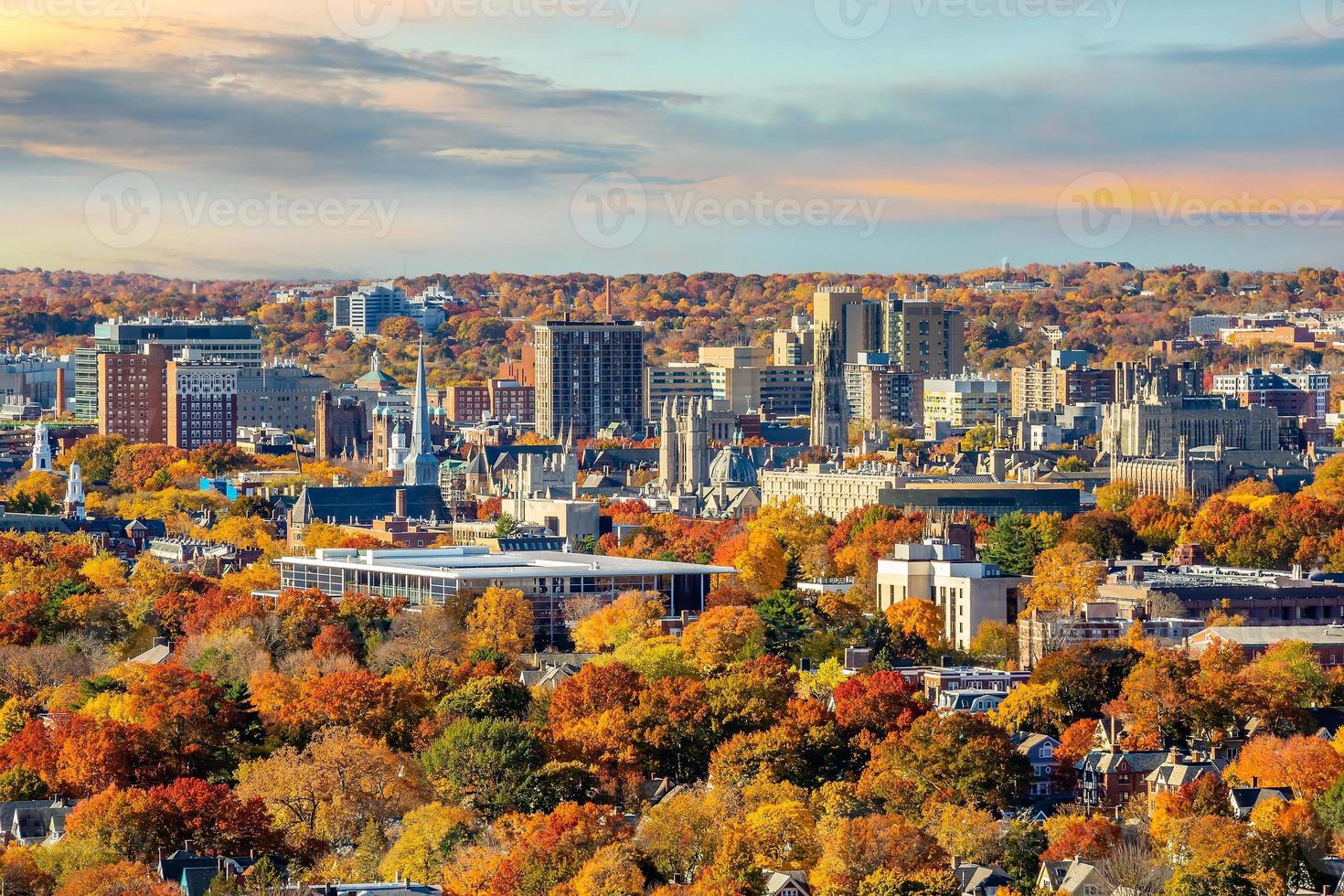 New Haven City skyline du centre-ville paysage urbain du Connecticut en automne photo