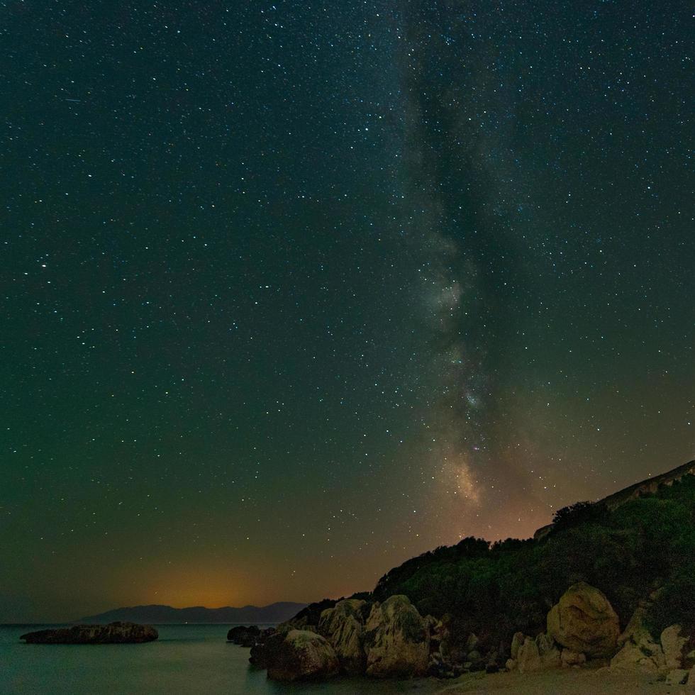 ciel nocturne impressionnant avec la galaxie de la voie lactée photo